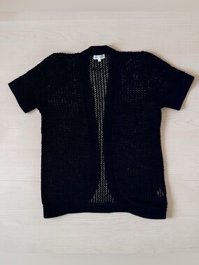 Northern Reflections Black Short-Sleeve Open Knit Cardigan